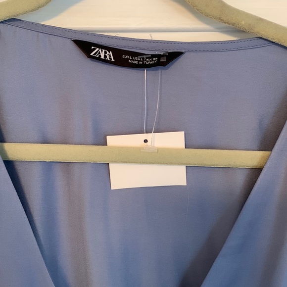 🛑SOLD🛑 Zara Satin Effect Button Top Long Sleeve Top Periwinkle - Picture 9 of 12